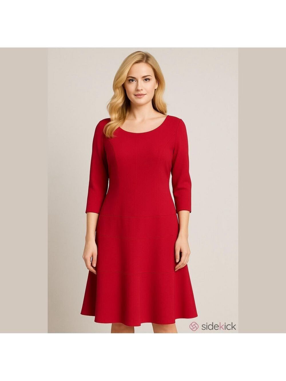 Anne Klein Coral color Fit and Flare Dress Three Quarter Sleeve Career, size 14
